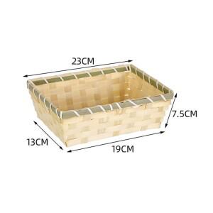 수제 직사각형 대나무 바구니, 크리스마스 망치, 짠 고리 버들 빵 홈샵 디스플레이, 심플한 천연 색상