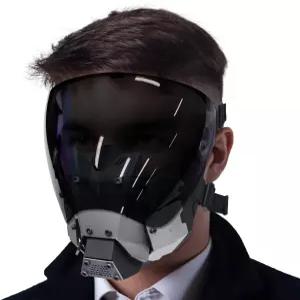 AOUTACC 펑크 에어소프트 마스크 남성용 고딕 코스튬 김서림 방지 하프 페이스 할로윈 파티 코스프레