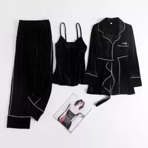 골덴 올더스타일 골드벨벳 란제리 슬립웨어 3종세트