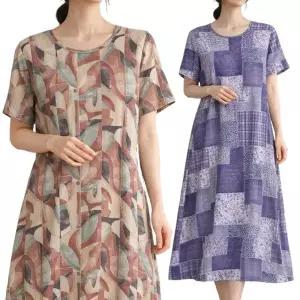 인견 레이온 여름 반팔 원피스 여성 실내복 홈웨어 데일리 외출복