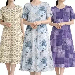 여성용 레이온 인견 반팔 원피스 여름 쿨링 냉감 이지웨어 잠옷