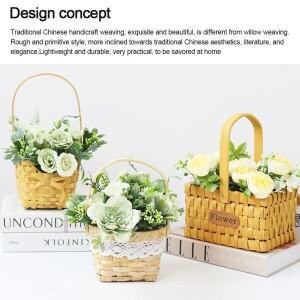 미니 인형의 집 바구니 패션 DIY 손으로 짠 수제 종이 휴대용 꽃