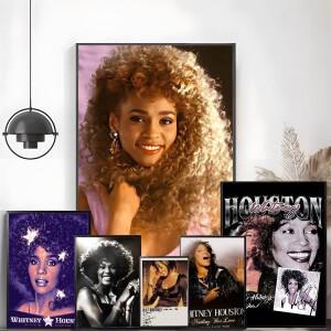 가수 W-휘트니 H-휴스턴 포스터 자체 접착 스티커는 모든 벽면에 적합하며 방수 및 방습 기능이 있습니다.