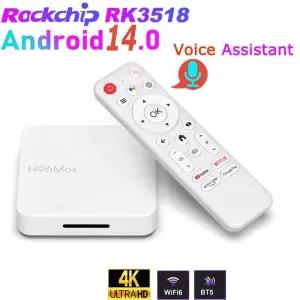 셋톱박스 안드로이드140 H96 맥스 RK3518 쿼드 코어 4K HDR 와이파이6 블루투스 음성 비서 리모컨 게임 미
