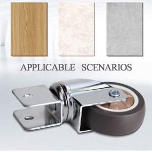 부드러운 고무 사일런트 휠 U자형 캐스터, 캐비닛 클램프 교체 롤러용, 브레이크 포함 가구 1/1.5/2 인치