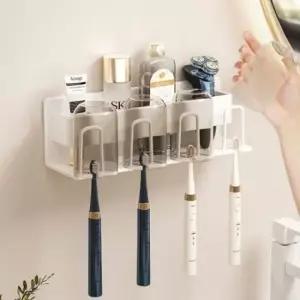[SBD] 욕실 걸이 무타공 양치컵 칫솔 면도기 포함 칫솔꽂이 케이스 거치대