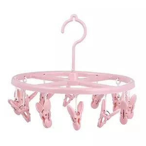 360도 회전 12클립 빨래 집게 걸이 행거 핑크 2035B
