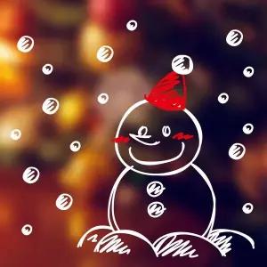 크리스마스 데코 그래픽스티커 스마일눈사람 (소)