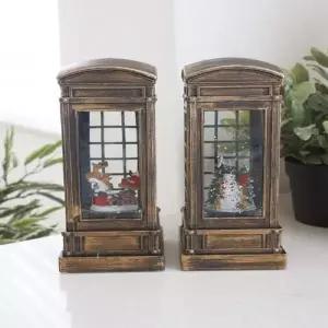 크리스마스 미니 공중전화 LED 워터볼 오르골