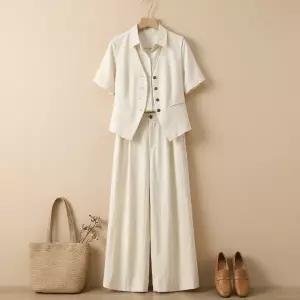 [하프클럽/넬리]캐미 린넨 버튼 베스트 셋업_ND2ST002