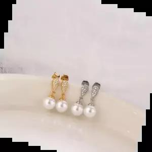 화이트골드진주귀걸이 시후주얼리 스왈진주 시뮬럿다이아 귀걸이 8mm EC450E