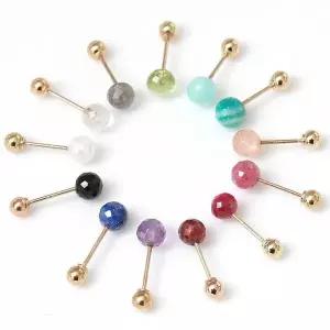 [하프클럽/]14K GOLD 골드 잼스톤 원석 볼 금 피어싱