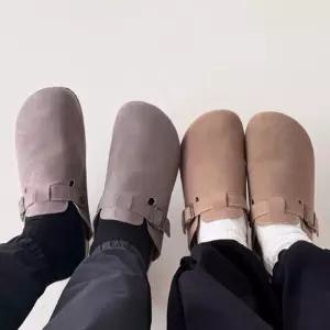 [옷자락]남녀 공용 사이드 버클 스웨이드 데일리 편안한 뮬 블로퍼 슬리퍼