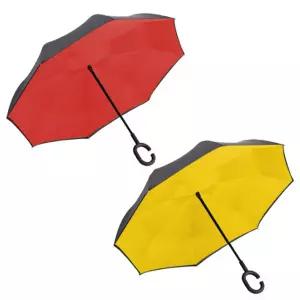 C형 손잡이 거꾸로 암막 우산 양산 자외선차단 레드 옐로우 108cm 2개