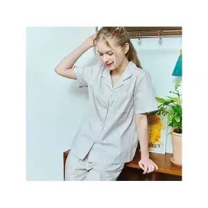 [하프클럽/솔브]솔브(정상) 커플잠옷 50수 선염 스트라이프 반팔 여성 파자마 SPA2505W_A