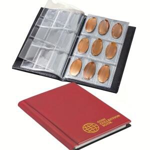 108포켓 PVC 동전 수집 앨범 (투명 플라스틱 페이지 포함) - 라벨이 있는 섹션으로 구성된 튼튼한 보관북,