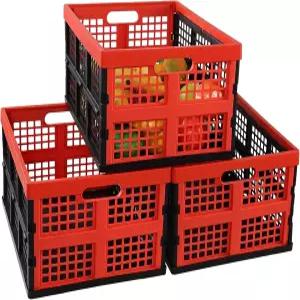 글로린 3팩 35쿼트 접이식 상자 바구니 보관 우유