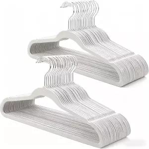 그레이 벨벳 옷걸이 30팩 360 회전 고리가 있는 미끄럼 방지 슬림 공간 절약형 코트 스웨터 재킷 드레스