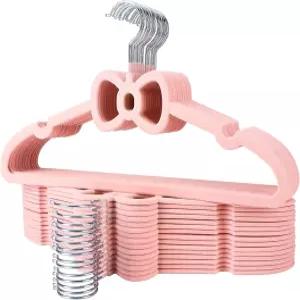 핑크 벨벳 옷걸이 45팩 16인치 논슬립 초슬림 펠트 360도 회전 고리 공간 절약 코트 재킷 셔츠 드레스