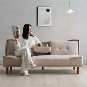 [BEST] 에보니아 리도 접이식 소파베드 컵홀더 3인용 패브릭룩 방수가죽 / 3인 쇼파