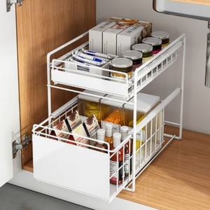슬라이딩 1단 2단 선반 주방 인출식 양념통 양념장 정리 싱크인 주방수납선반