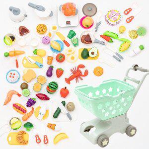 [플레이맥스]멜로디쇼핑카트+야채과일자르기+화이트소꿉세트 (총90종)/주방놀이 소꿉놀이