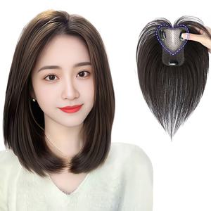키라비 여자 정수리 가발 100% 인모 수제 부분가발 자연스러운 탑커버 YHP313
