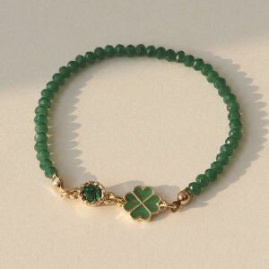 [디바테일][선물포장] 탄생석 클로버 비즈팔찌(3컬러)