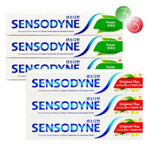 센소다인 치약 100g x 6개세트 / 오리지날플러스 3개+후레쉬3개