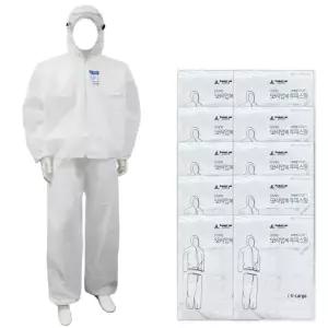 10벌-SB 일회용작업복 투피스_흰색 방진복 부직포 보호복 방역복 위생복 분리형 농장 분진 가운