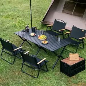 접이식 캠핑테이블 의자 4개세트 휴대용 가방 폴딩 테이블 대형 블랙 H597