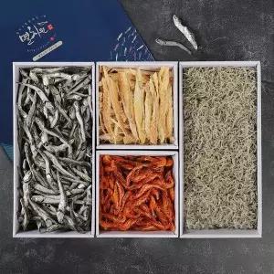 [멸치원] 건어물 종합세트 4종 2호 (대멸400g+세멸400g+황태채110g+홍새우130g)