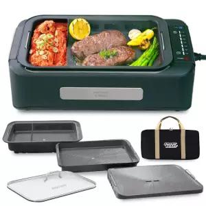 스마트베리 케이 K 그릴 안방에서 연기잡는 가정용 대형그릴 파워워터필터 찌개와 구이를 동시에 짬짜팬 세트 출시