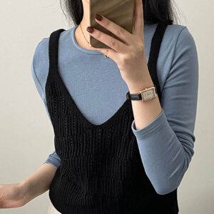 여성 니트 뷔스티에 조끼 여름 레이어드 탑 민소매 6color