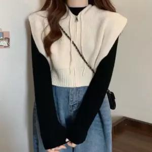 ONM 스타일 조끼 후드 집업 가을 니트 캐주얼 여자