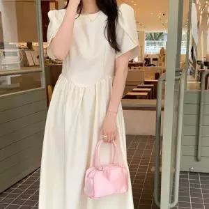 ONM 페미닌무드 셔링 튤립소매 반팔 롱원피스 로맨틱 코디