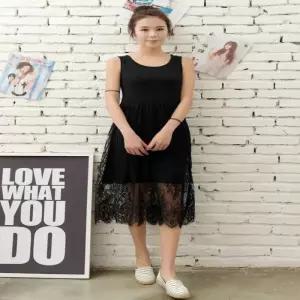 ONM 여자 2커러 민소매 레이어드 나시 레이스 여름 원피스