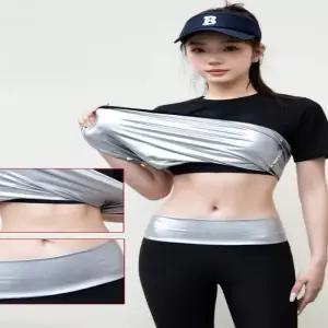 ONM 헬스 상하세트 여성 반팔 운동 코팅땀복 실버 스포츠