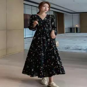 ONM 롱원피스 쉬폰 플라워 큐티 페미닌무드 롱치마 간절기