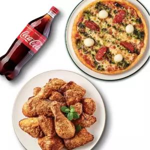 [굽네치킨]고추바사삭+바질토마토피자(8인치)+콜라1.2