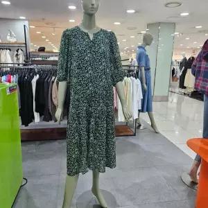 시슬리/애플아울렛/리본넥 벌룬 소매 프린트 롱 원피스 SAOPE2431