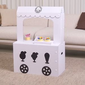 [키즈바래] 달님이 아이스크림 가판대 마켓 마트 놀이 창의력 교구 종이집 친환경 장난감