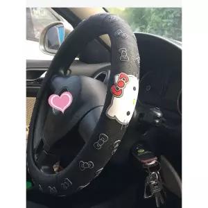 키티 핸들커버 자동차 사계절 운전대 미끄럼 방지 차량용 캐릭터 원형 커버