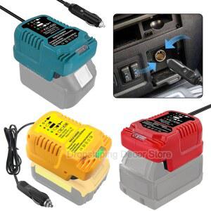 DC 12V/24V 리튬 이온 배터리 Makita/Dewalt/Milwaukee/Bosch/Einhell 18V 용 LED가있는 미니 소형 차량용 충전기 담배 라이터 플러그