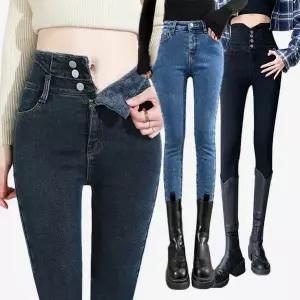 여성청바지 스키니진 여자빅사이즈 스판데님 기모 겨울
