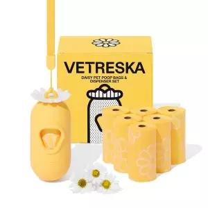 VETRESKA 데이지 강아지 향기나는 배변봉투 풉백 디스펜서 세트(파우더리향)