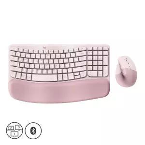 로지텍코리아 Wave Keys LIFT VERTICAL Combo 무선 키보드 마우스 세트 로즈