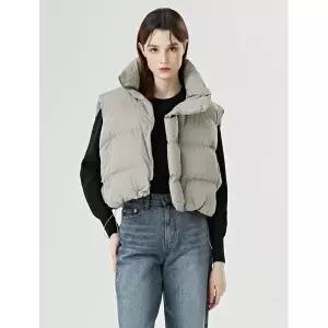 [하프클럽/르샵]하이넥 밑단 스트링 패딩 집업 베스트 (DO4VW003A)