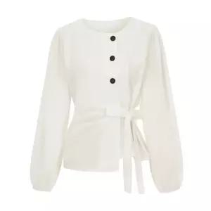 (택가 89000원)[티뷰] 핀턱사이드리본블라우스_V6A-CBL006