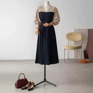 (안나앤플러스) 벨린느 배색 원피스[드레스EC349] 빅사이즈